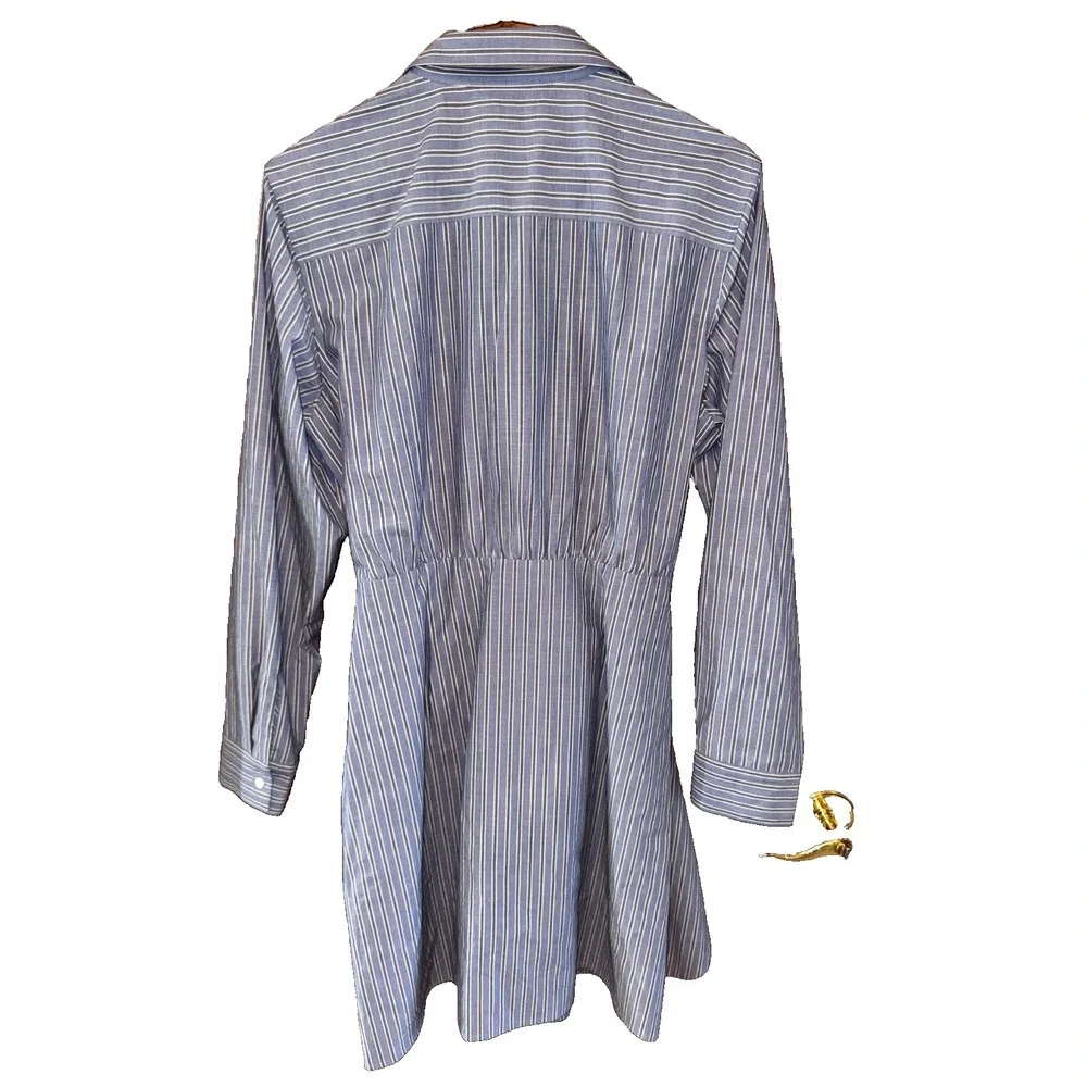NWT Rails Nadia Button Up Wrap Mini Dress in Brentwood blue Stripe Size Medium - Picture 9 of 9